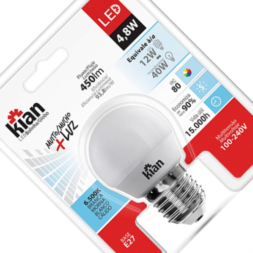 Lampada Led Bolinha 4,8W 6500K Kian Lampada Led Bolinha 4,8W 6500K Kian