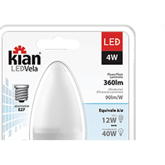 Lampada Led Vela Lt 4,0W 6500K E14-27 Kian Lampada Led Vela Lt 4,0W 6500K E14-27 Kian