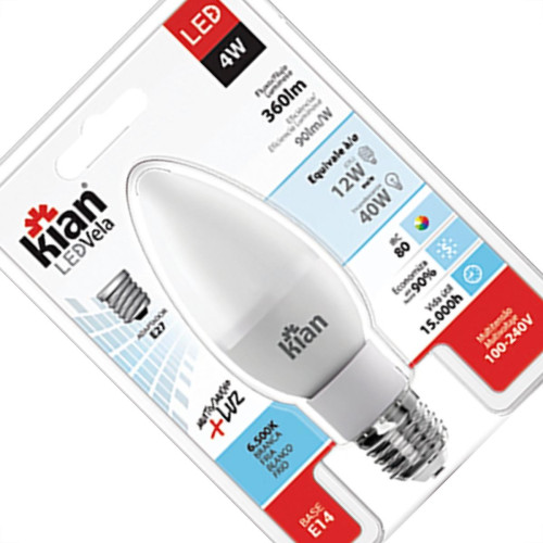 Lampada Led Vela Cl 4,0W 6500K E14-27 Kian