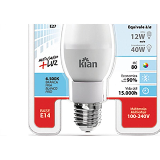 Lampada Led Vela Cl 4,0W 6500K E14-27 Kian