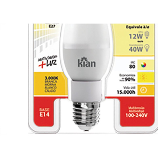 Lampada Led Vela Lt 4,0W 3000K E14-27 Kian