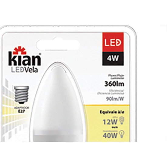 Lampada Led Vela Cl 4,0W 3000K E14-27 Kian