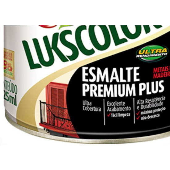 Tinta Esmalte. 1/16 = (225ml) Sintetico Prem.Lukscolor Preto