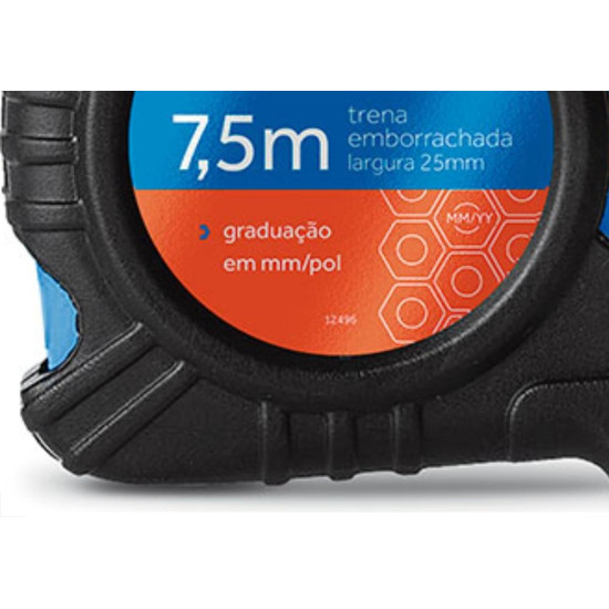 Trena 7,5Mt Emborrachado 25Mm Azul Rayco Trena 7,5Mt Emborrachado 25Mm Azul Rayco
