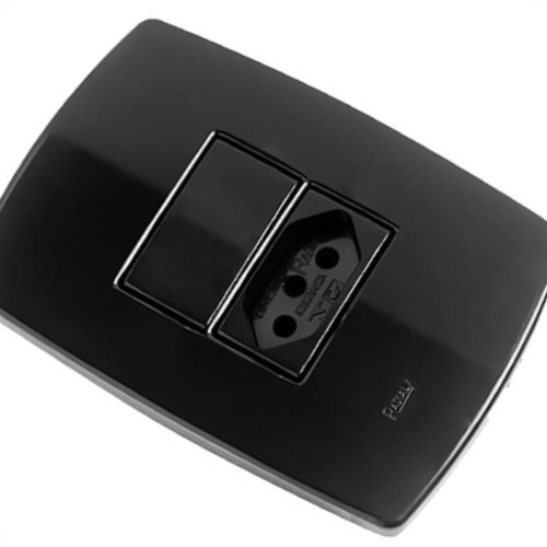 Conjunto Rad Modular Preto 1804121 1S+1Tomada 10A
