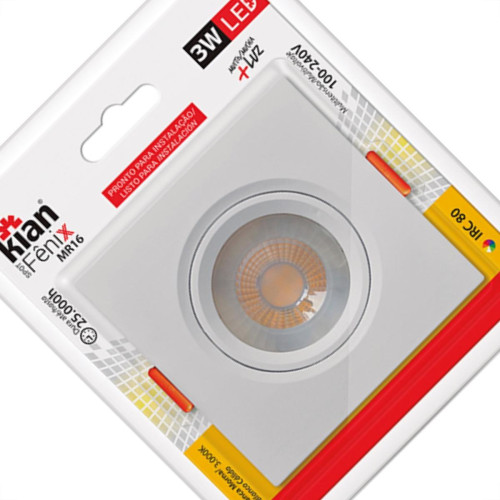 Spot Emb.03W Led 3000K Quad Kian Spot Emb.03W Led 3000K Quad Kian