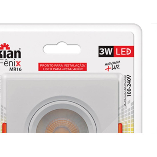 Spot Emb.03W Led 3000K Quad Kian Spot Emb.03W Led 3000K Quad Kian