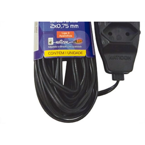 Extensao Naticon Pl 0,75 10Mt Preto Extensao Naticon Pl 0,75 10Mt Preto