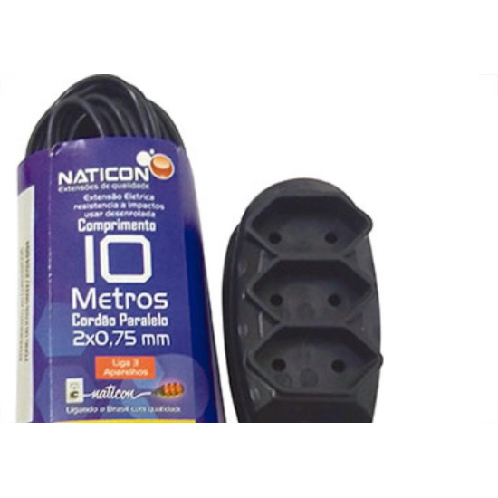 Extensao Naticon Pl 0,75 10Mt Preto Extensao Naticon Pl 0,75 10Mt Preto