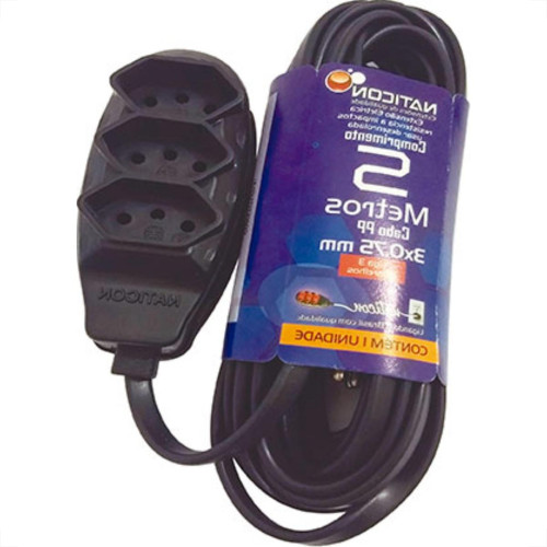 Extensao Naticon Pp 0,75 05Mt 2P+T10A Preto Extensao Naticon Pp 0,75 05Mt 2P+T10A Preto