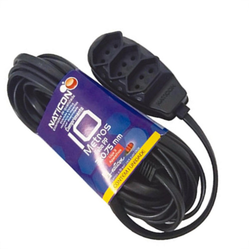 Extensao Naticon Pp 0,75 10Mt 2P+T10A Preto Extensao Naticon Pp 0,75 10Mt 2P+T10A Preto