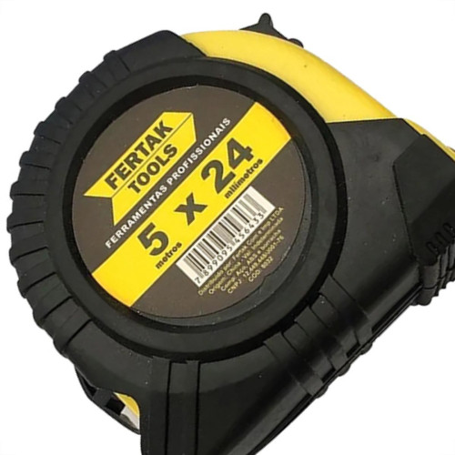 Trena 5Mt Emborrachado 24Mm Amarelo Fertak Trena 5Mt Emborrachado 24Mm Amarelo Fertak