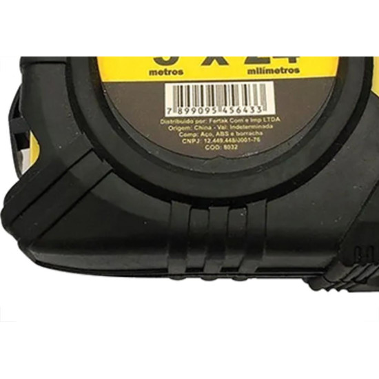 Trena 5Mt Emborrachado 24Mm Amarelo Fertak Trena 5Mt Emborrachado 24Mm Amarelo Fertak