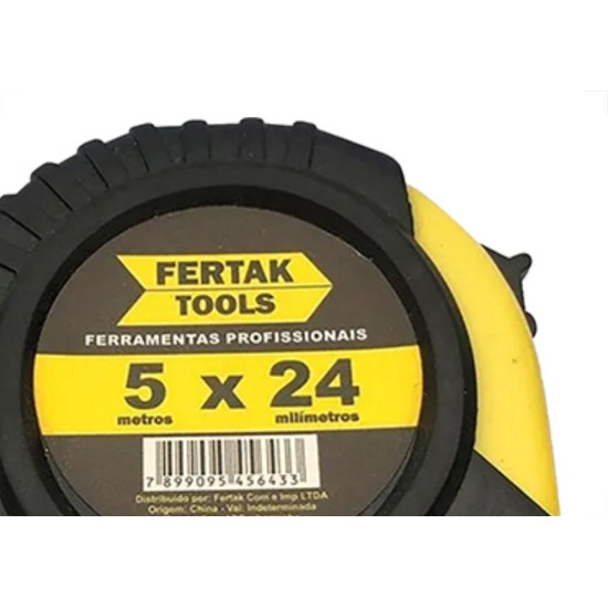 Trena 5Mt Emborrachado 24Mm Amarelo Fertak Trena 5Mt Emborrachado 24Mm Amarelo Fertak