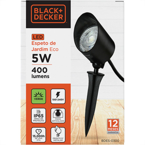 Luminaria Espeto P/Jard B_D Preto 5W Verde Bivolt Luminaria Espeto P/Jard B_D Preto 5W Verde Bivolt