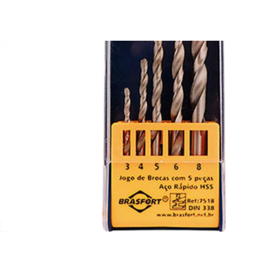 Kit Broca Brasfort A.Rap 05Pc 3,0A8,0Mm Kit Broca Brasfort A.Rap 05Pc 3,0A8,0Mm