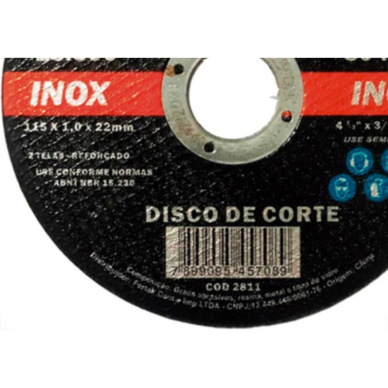 Disco Sped/Inox Fertak 4.1/2X7/8X1,0 - Kit C/10 Unidades