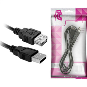 Cabo Usb 2.0 Macho+Femea 1.80M Preto 