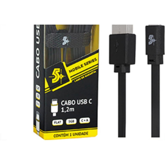 Cabo Tipo Mobile Usb/Macho 5Gb 1,2M Preto Cabo Tipo Mobile Usb/Macho 5Gb 1,2M Preto