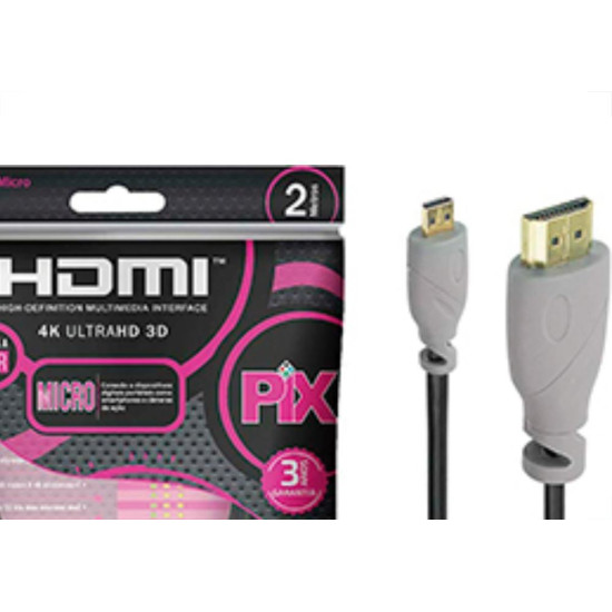 Cabo Micro-Hdmi/Hdmi 2.0 4K Hdr19P 2M Cabo Micro-Hdmi/Hdmi 2.0 4K Hdr19P 2M