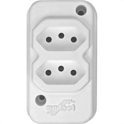 Tomada Barra Techna Dupla 2P+T 10A Branco Tomada Barra Techna Dupla 2P+T 10A Branco