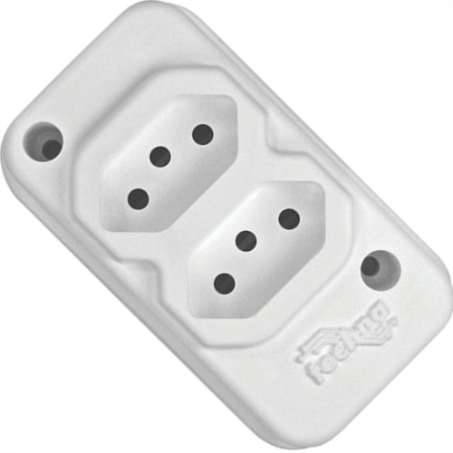 Tomada Barra Techna Dupla 2P+T 10A Branco Tomada Barra Techna Dupla 2P+T 10A Branco