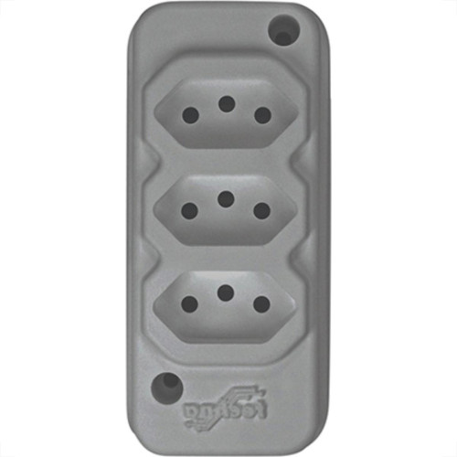 Tomada Barra Techna Tripla 2P+T 10A Cinza Tomada Barra Techna Tripla 2P+T 10A Cinza