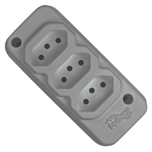 Tomada Barra Techna Tripla 2P+T 10A Cinza Tomada Barra Techna Tripla 2P+T 10A Cinza