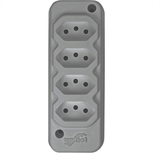 Tomada Barra Techna Quadrupla 2Polos+T 10A Cinza Tomada Barra Techna Quadrupla 2Polos+T 10A Cinza