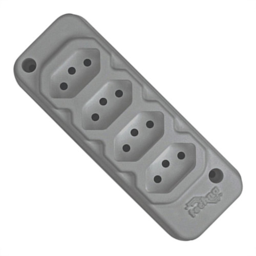 Tomada Barra Techna Quadrupla 2Polos+T 10A Cinza Tomada Barra Techna Quadrupla 2Polos+T 10A Cinza