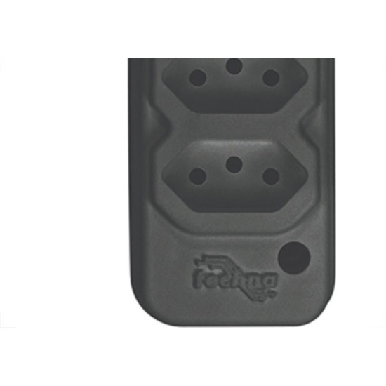 Tomada Barra Techna Tripla 2P+T 10A Preto