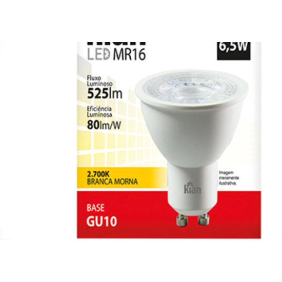 Lampada Dicroica 6,5W Led 2700K Kian Gu10 Lampada Dicroica 6,5W Led 2700K Kian Gu10
