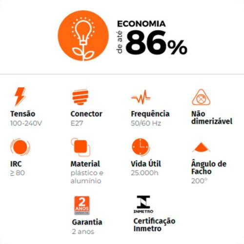 Lampada Led Globo 40W E27 6500K Bivolt B_D