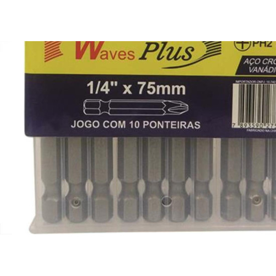 Jogo Ponteira Waves Phil 1/4X75Mm 10P Jogo Ponteira Waves Phil 1/4X75Mm 10P