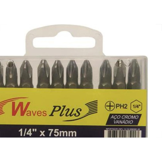 Jogo Ponteira Waves Phil 1/4X75Mm 10P Jogo Ponteira Waves Phil 1/4X75Mm 10P