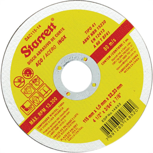 Disco Sped/Inox Starret 7X7/8X1,6 - Kit C/12 Unidades Disco Sped/Inox Starret 7X7/8X1,6 - Kit C/12 Unidades