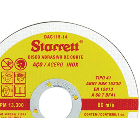 Disco Sped/Inox Starret 7X7/8X1,6 - Kit C/12 Unidades Disco Sped/Inox Starret 7X7/8X1,6 - Kit C/12 Unidades