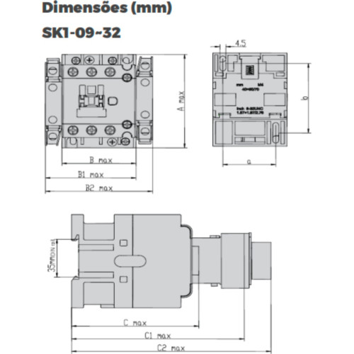 Contator Steck Sk1 09A 10M 3P 220Vca 1Na