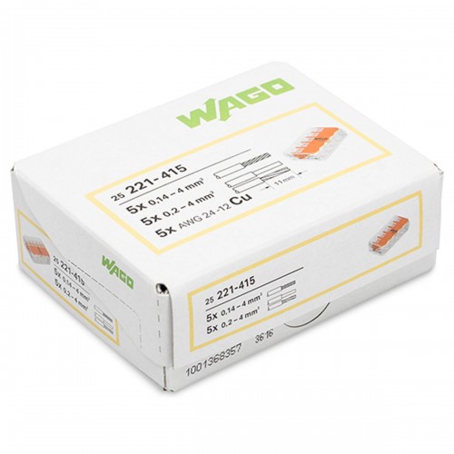 Conector Wago 5P 02 A 4,0M 32A 221-415 . / Kit C/ 25 Unidades