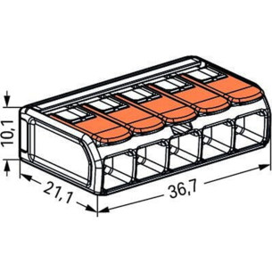 Conector Wago 5P 05 A 6,0M 41A 221-615 . / Kit C/ 15 Unidades