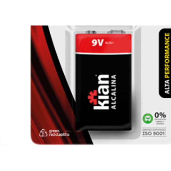 Pilha Alcalina Kian Bateria 9V Pilha Alcalina Kian Bateria 9V