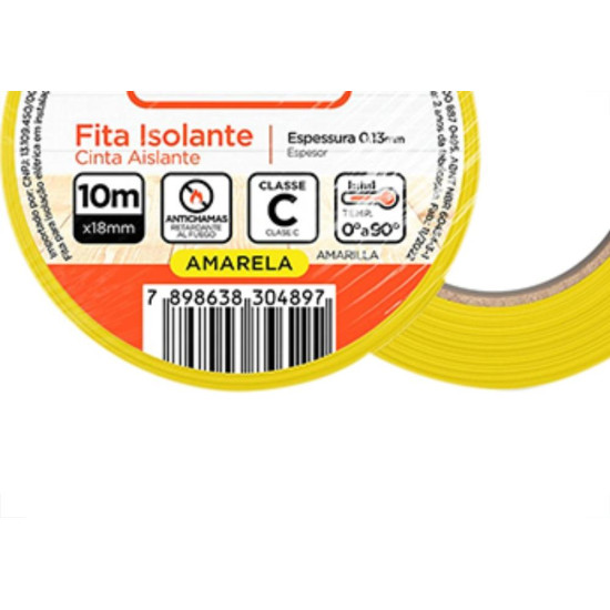 Fita Isol B_D 18X10 Amarela - Kit C/10 Unidades Fita Isol B_D 18X10 Amarela - Kit C/10 Unidades