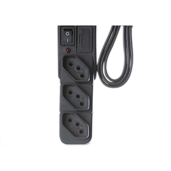 Filtro Linha Fiolux 3 Tomada Bivolt Preto Filtro Linha Fiolux 3 Tomada Bivolt Preto