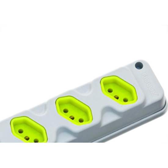 Kit C/4 - Tomada Barra Fiolux Tripla 2P+T20A Cinza