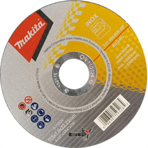 Disco Sped/Inox Makita 4.1/2X7/8X1.0 524 - Kit C/10 Unidades Disco Sped/Inox Makita 4.1/2X7/8X1.0 524 - Kit C/10 Unidades