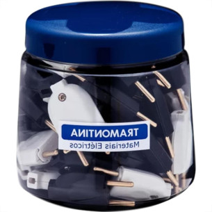Pino Macho Tramon 2P 10A 911 Pote Branco/Preto - Kit C/42 Unidades