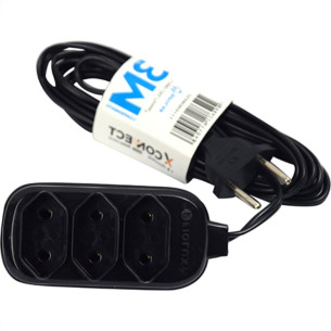 Extensao Fiolux Connect 2P 03Mt Preto 