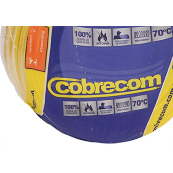 Fio Cabo Auto Cobrecom 100mts 4,0mm Amarelo Fio Cabo Auto Cobrecom 100mts 4,0mm Amarelo