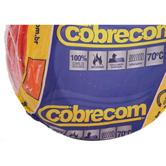 Fio Cabo Auto Cobrecom 100mts 4,0mm Vermelho