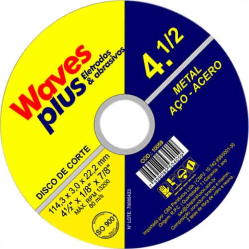 Disco Corte Waves Ferro 4.1/2X7/8 2T Disco Corte Waves Ferro 4.1/2X7/8 2T